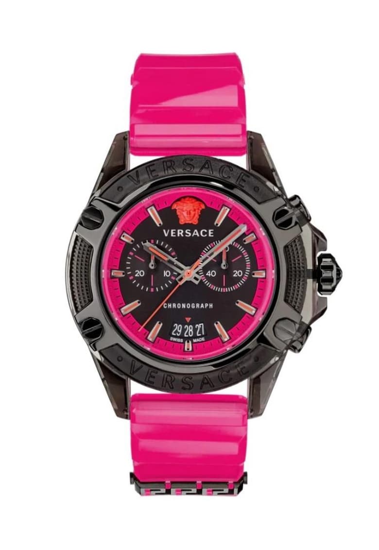 Ceas dama - Plastic - Negru/Roz