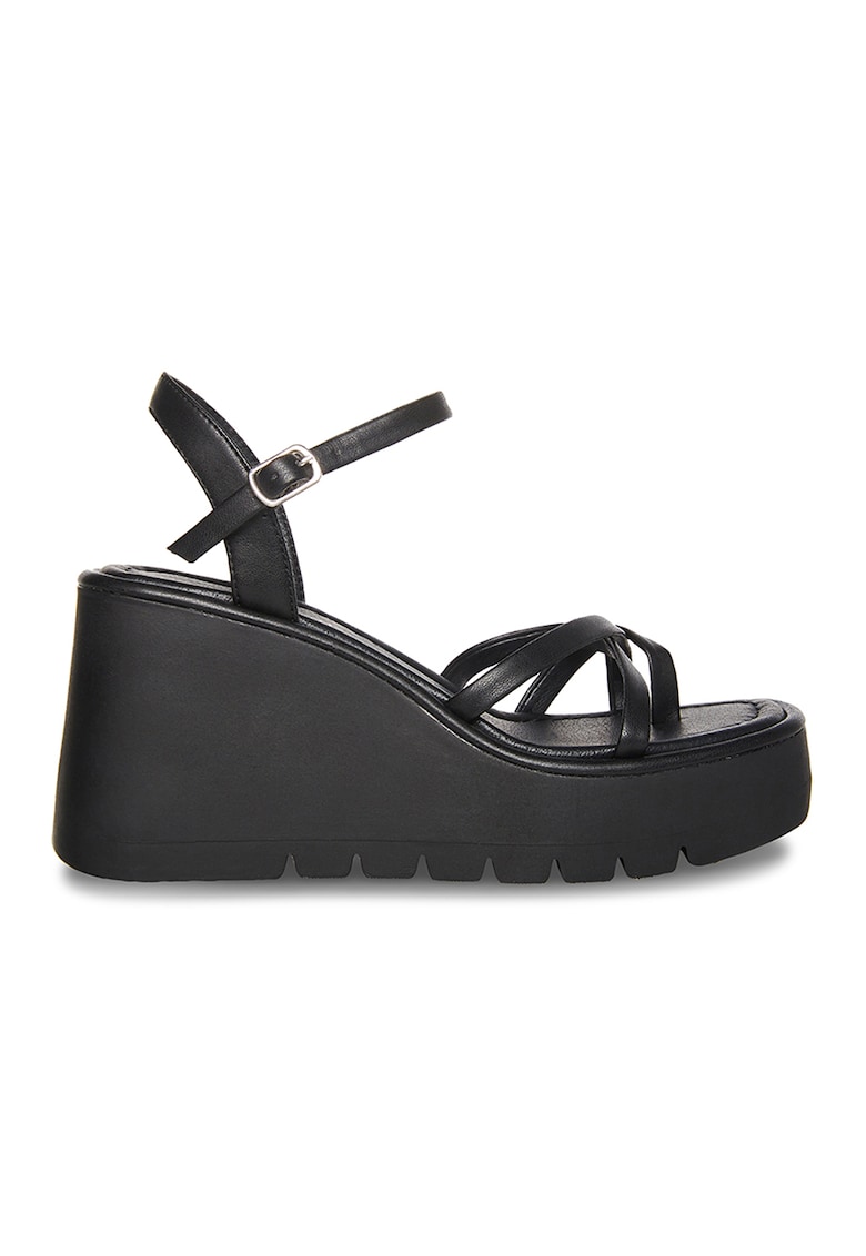 Sandale wedge de piele ecologica