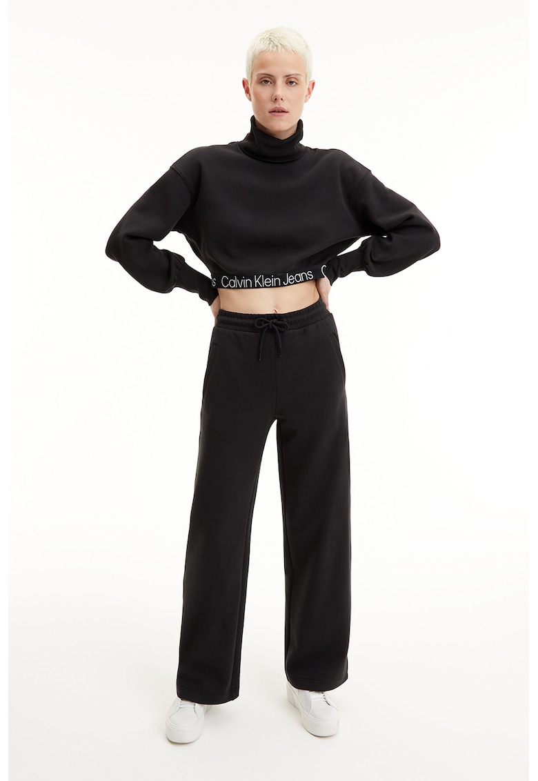 CALVIN KLEIN JEANS Къс суитшърт с поло и свободна кройка за Жени CALVIN KLEIN JEANS Къс суитшърт с поло и свободна кройка за Жени