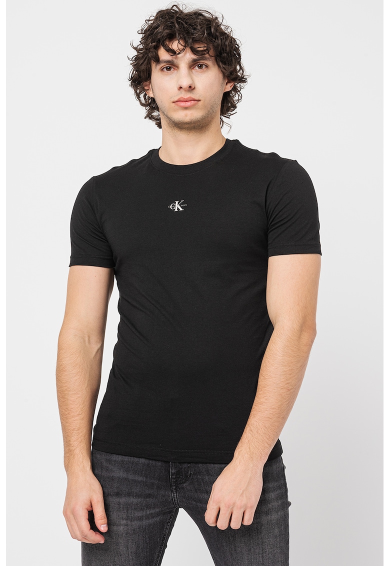 Tricou din bumbac organic cu logo - Negru