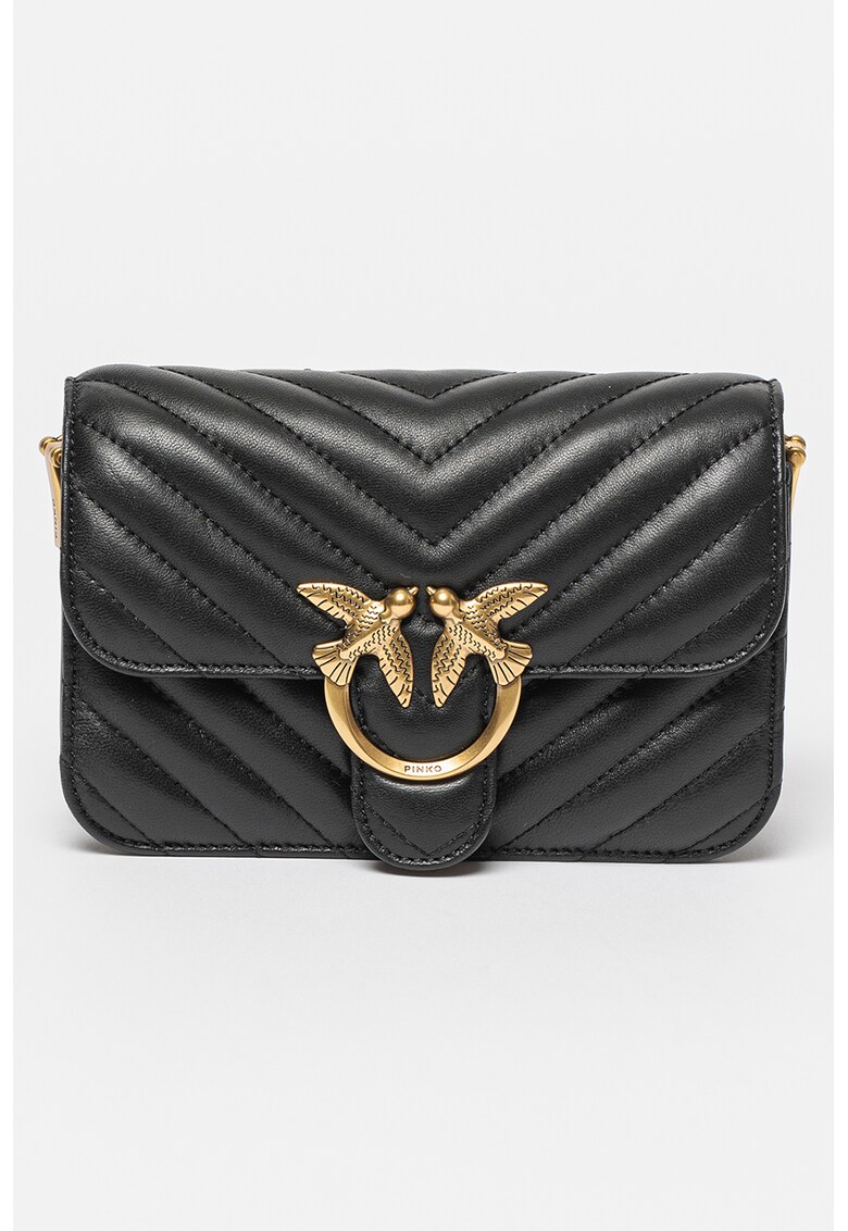 Pinko Малка кожена чанта Love Bell с капитониран дизайн за Жени Pinko Малка кожена чанта Love Bell с капитониран дизайн за Жени