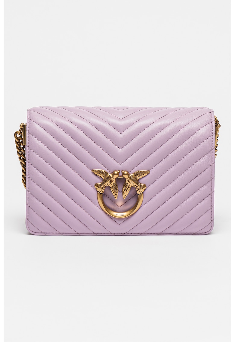 Pinko Кожена чанта Love Click с метално лого за Жени Pinko Кожена чанта Love Click с метално лого за Жени