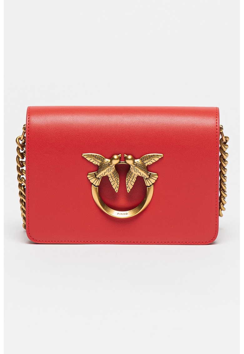 Pinko Кожена чанта Love Click с метално лого за Жени Pinko Кожена чанта Love Click с метално лого за Жени