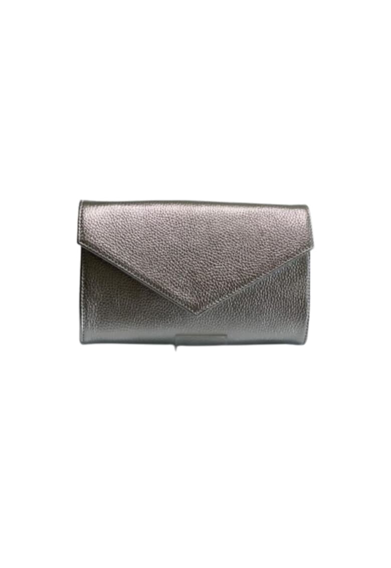 Geanta dama piele - Plic One mic argintiu - 22x5x15 cm