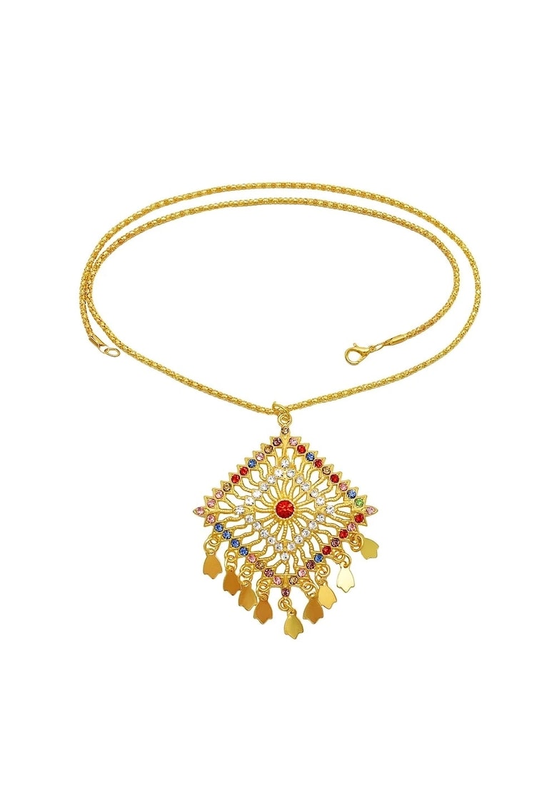 Colier auriu - cu pandantiv in forma de romb si pietre - Letha C28 -