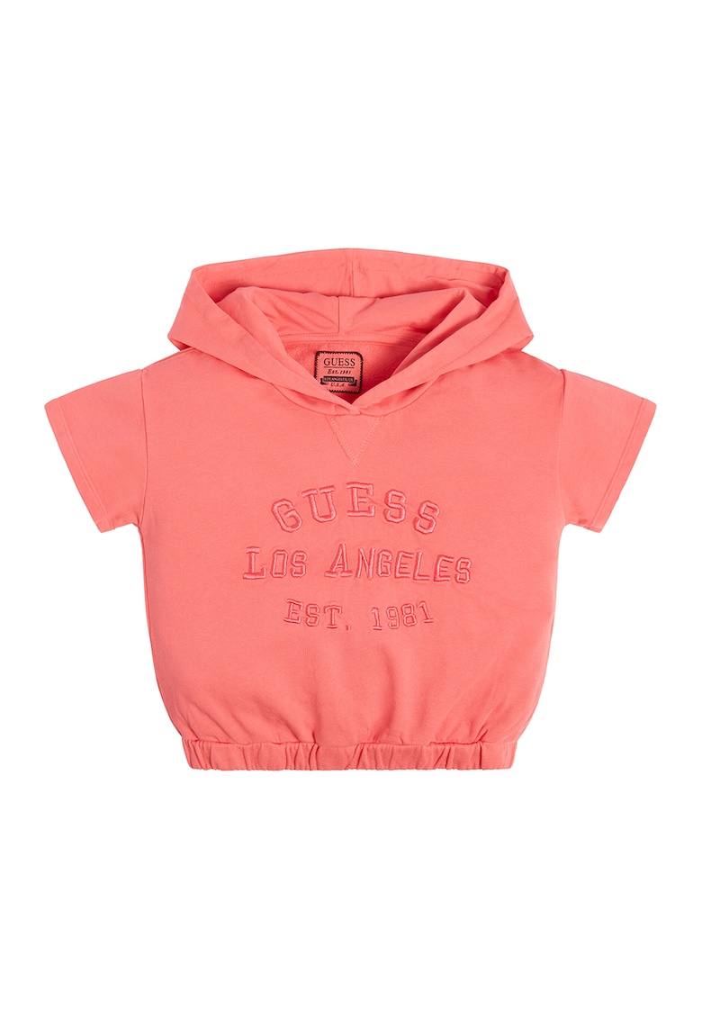 Tricou cu gluga si logo - Portocaliu