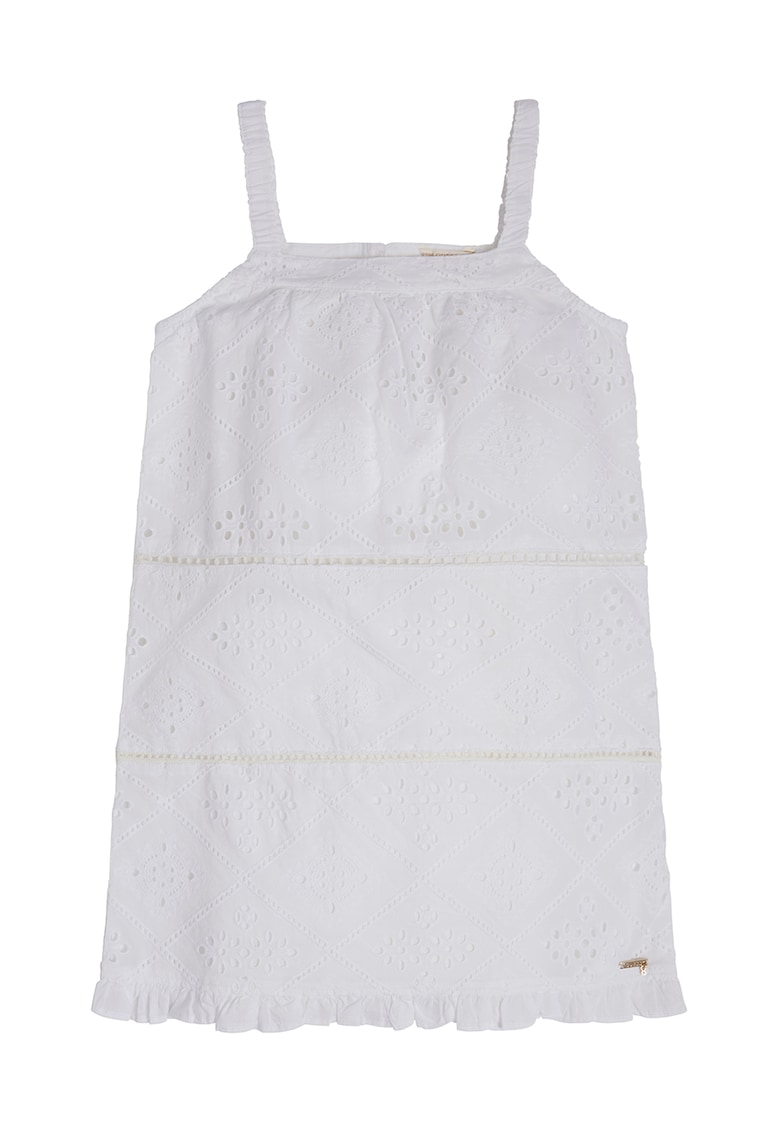 Rochie de bumbac cu broderii Sangallo - Alb