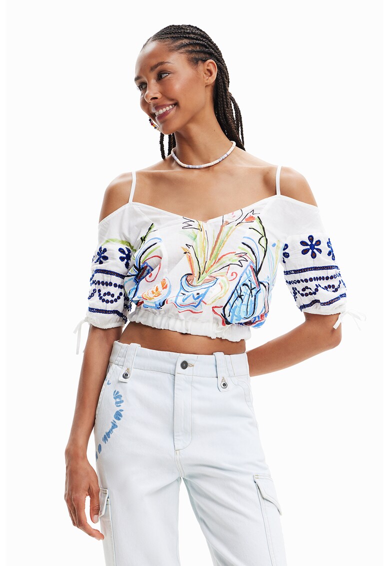 DESIGUAL Къса блуза с дантела Сан Гало за Жени DESIGUAL Къса блуза с дантела Сан Гало за Жени