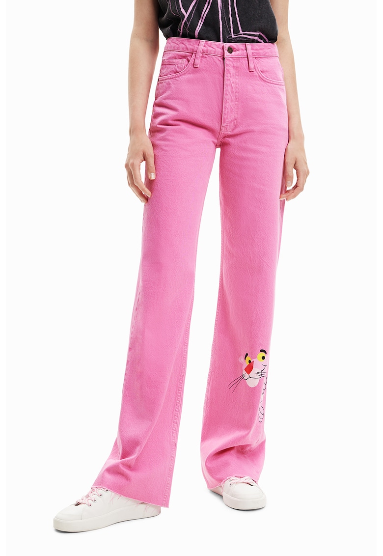 DESIGUAL Разкроени дънки с шарка на Pink Panther за Жени DESIGUAL Разкроени дънки с шарка на Pink Panther за Жени