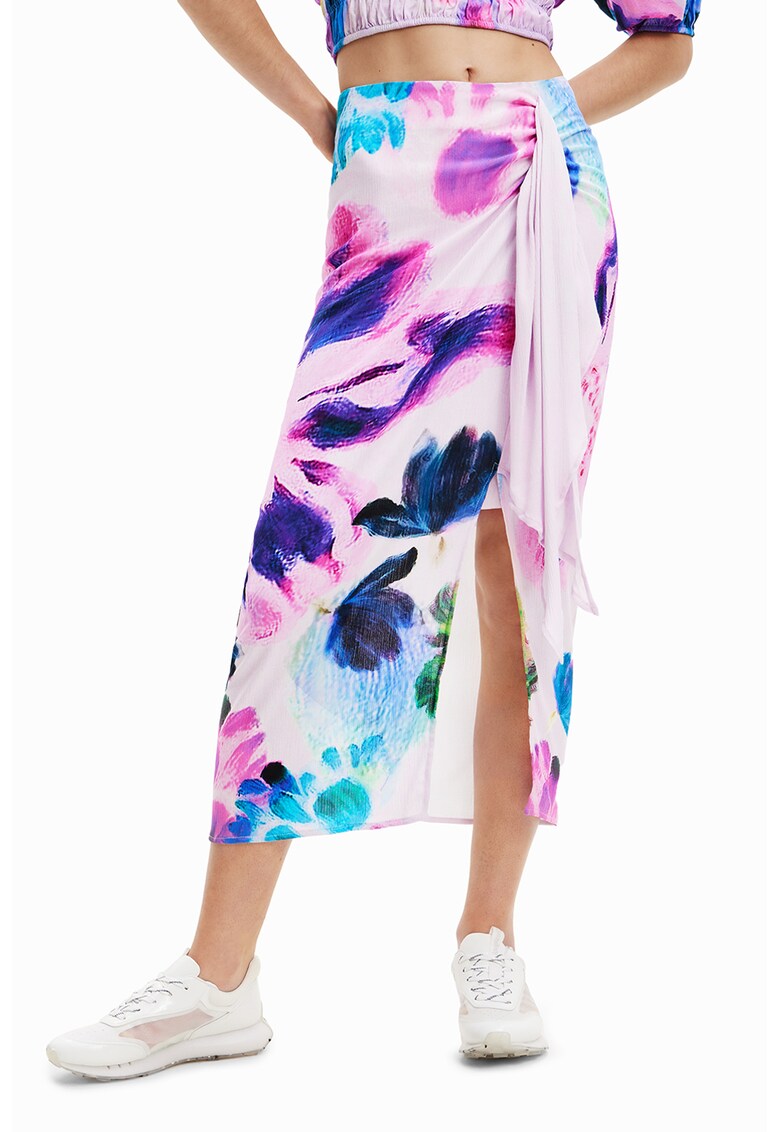 Fusta tie-dye cu slit lateral