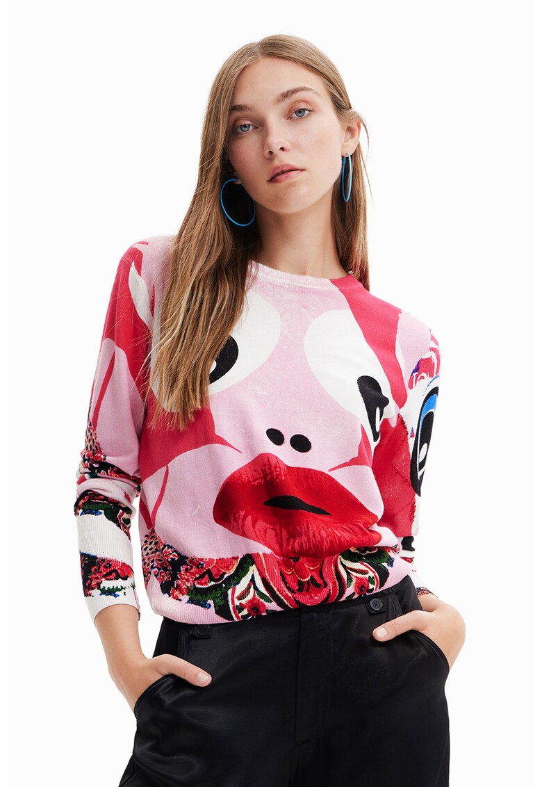 DESIGUAL Пуловер с фигурален десен и овално деколте за Жени DESIGUAL Пуловер с фигурален десен и овално деколте за Жени