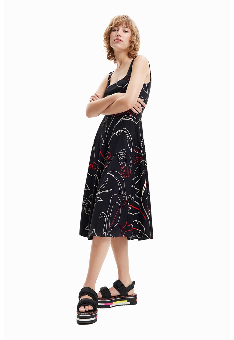 Rochie evazata cu frunze