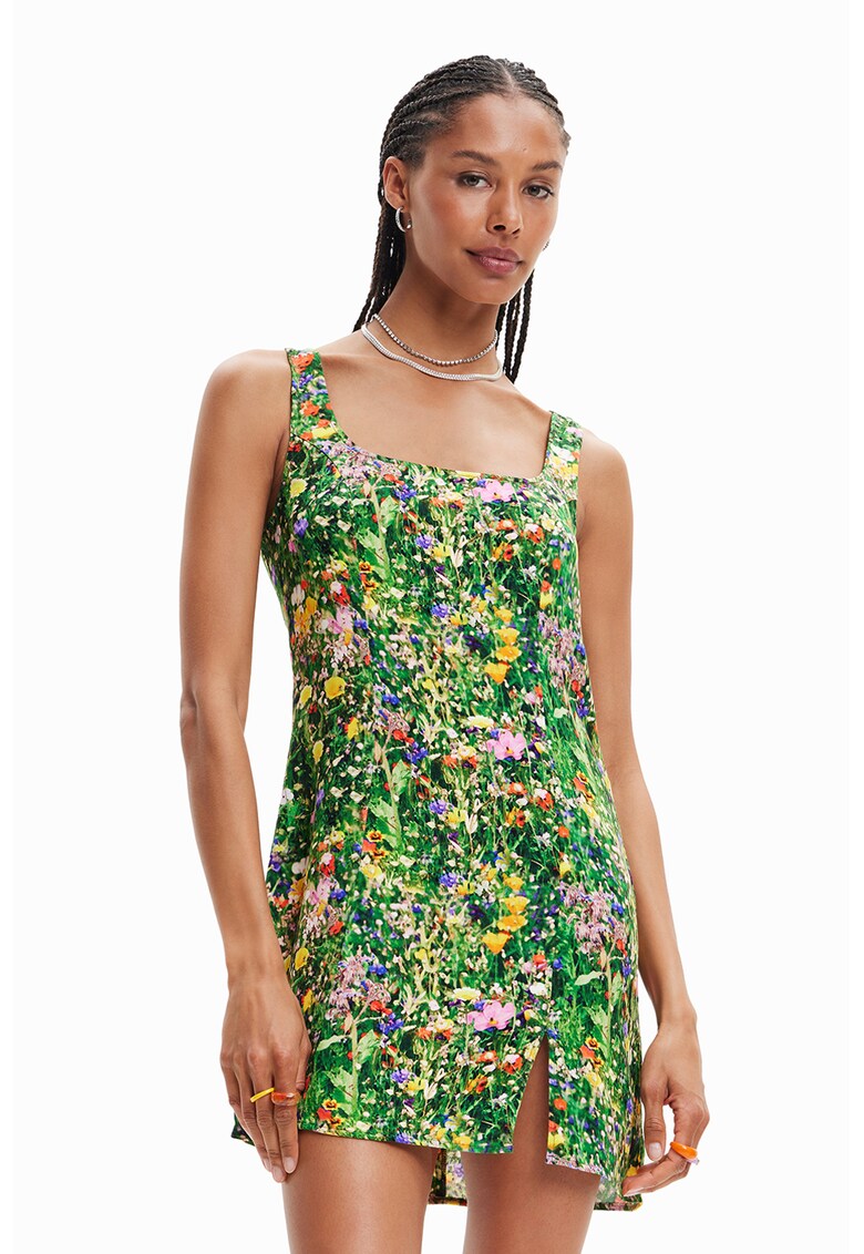 Desigual Rochie cu imprimeu si slit frontal