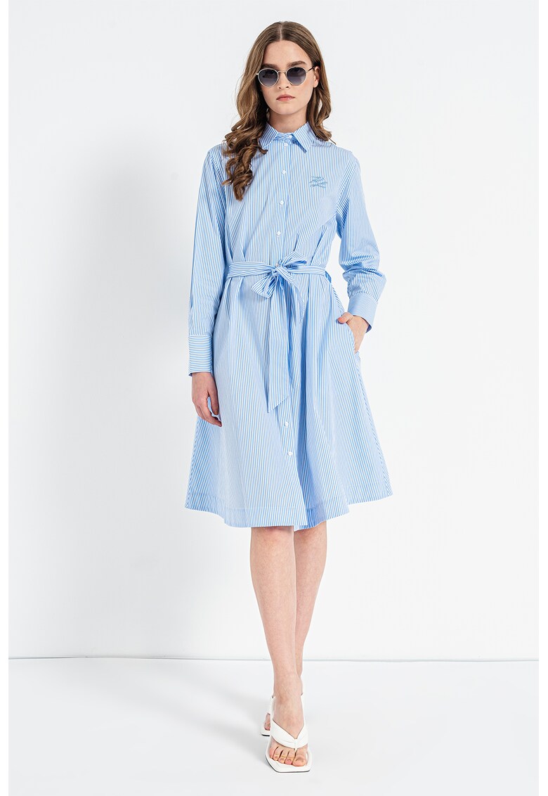 Rochie-camasa cu model in dungi si cordon in talie