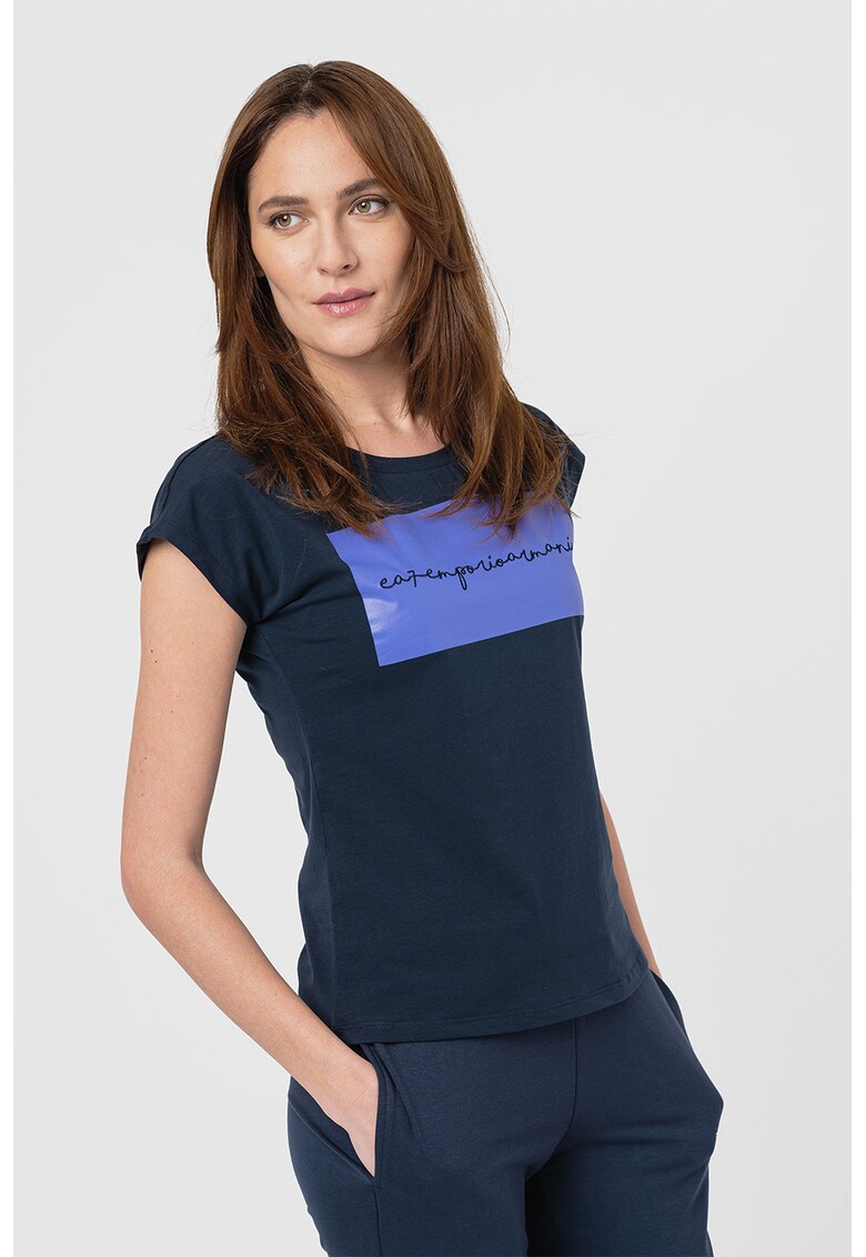 Tricou regular fit cu imprimeu contrastant