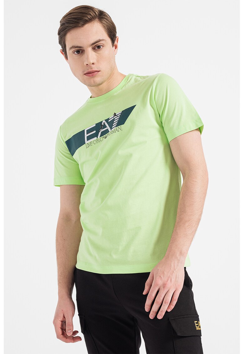 Tricou de bumbac cu imprimeu logo pe piept