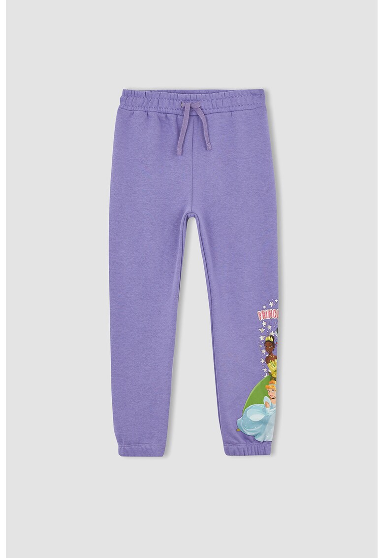 Pantaloni sport cu talie inalta si imprimeu printese Disney