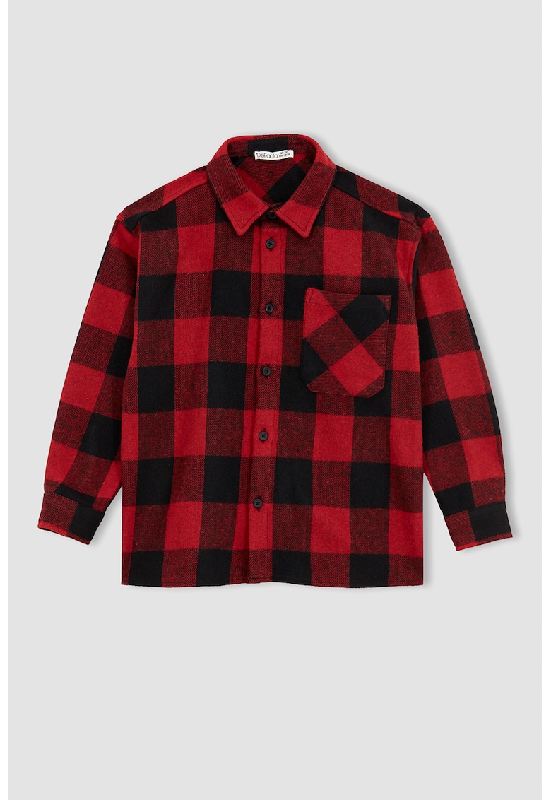 Jacheta-camasa supradimensionata din flanel cu model in carouri
