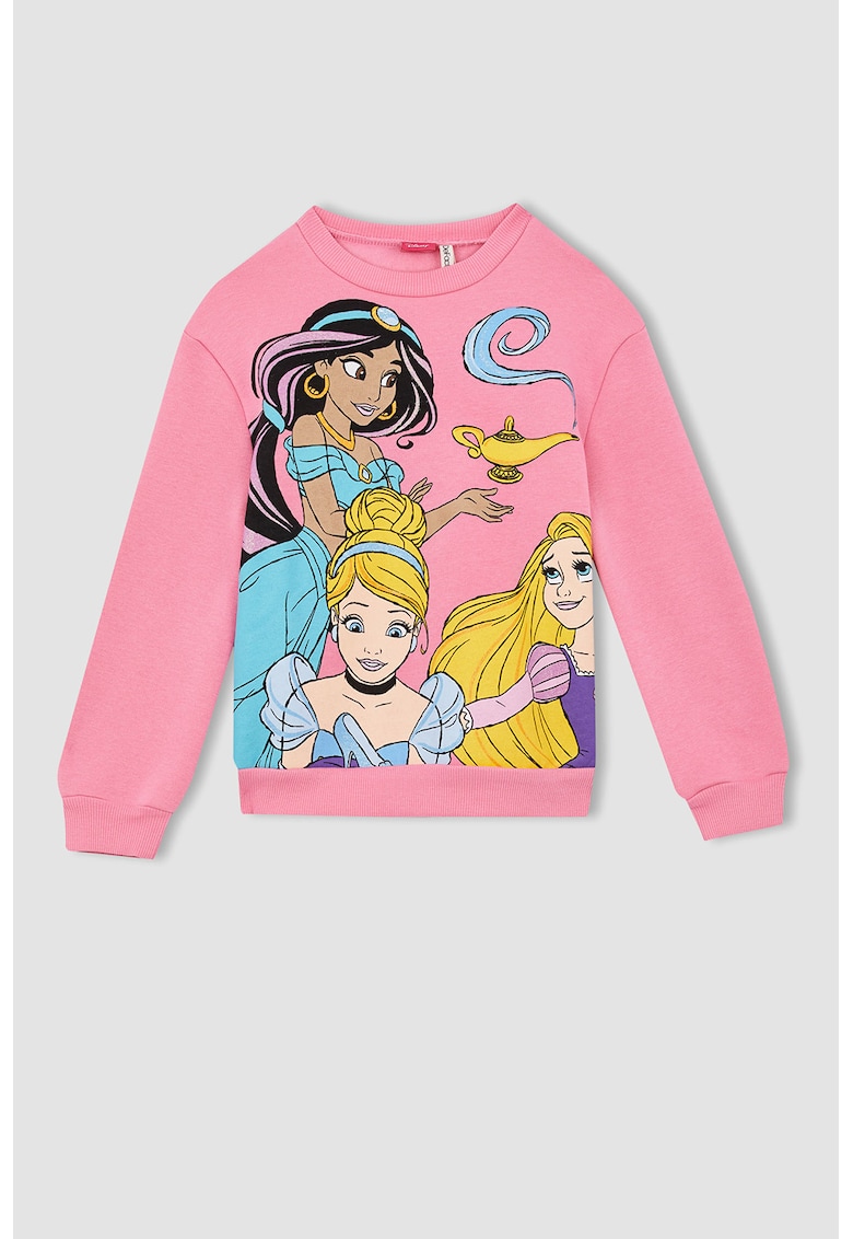 Bluza sport cu decolteu la baza gatului si imprimeu cu printesele Disney