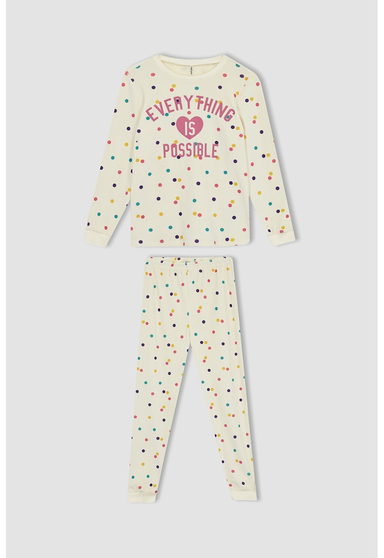 Pijama cu pantaloni lungi si buline