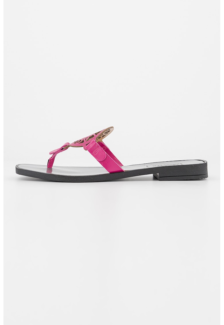 Papuci flip-flop de piele cu logo