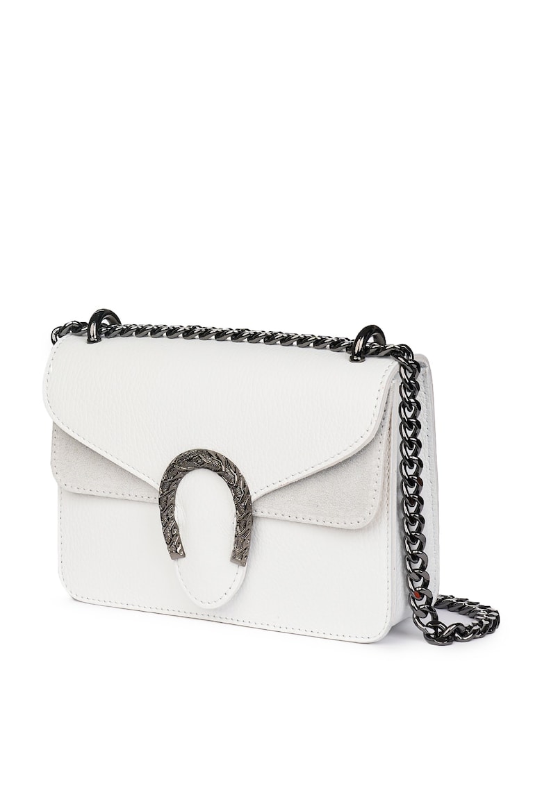 Poseta dama din piele naturala Dalia alba - 15x20cm