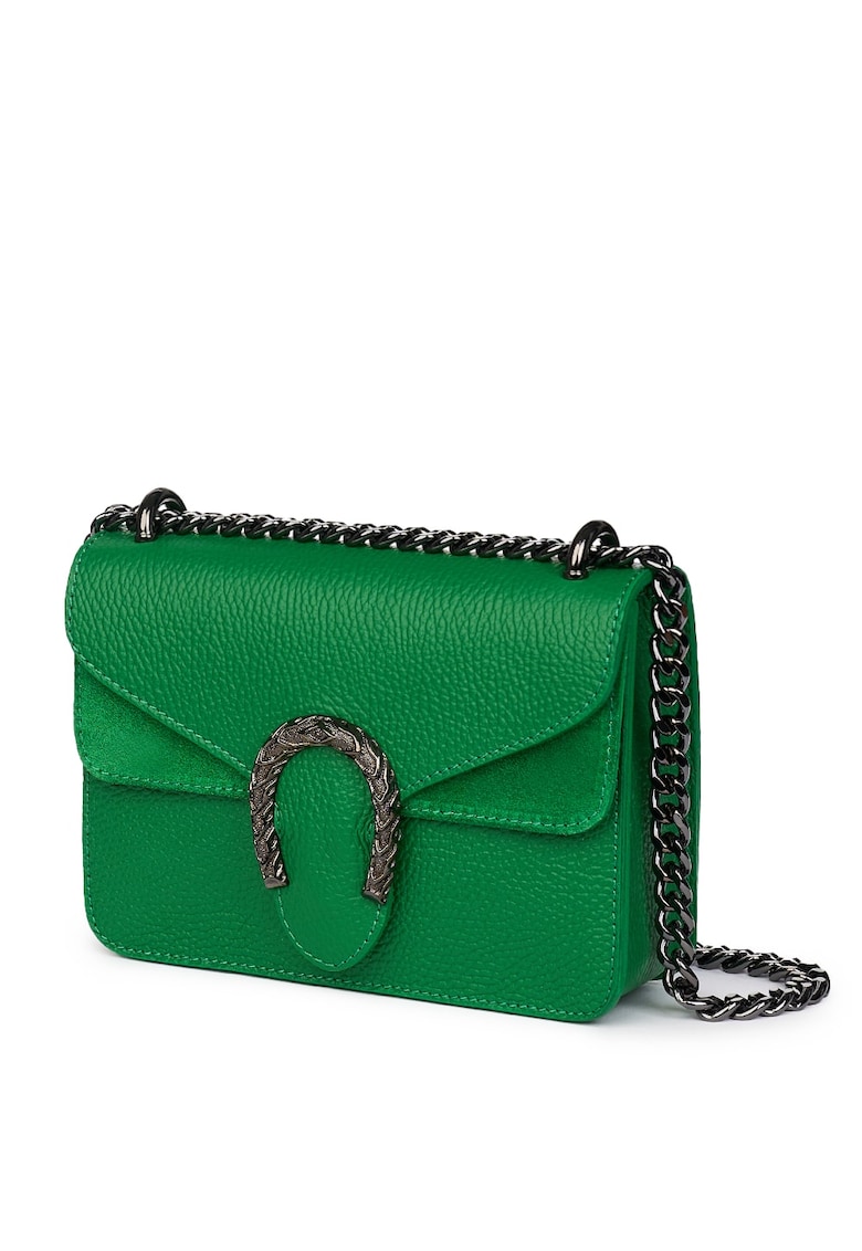 Poseta dama din piele naturala Dalia verde - 15x20cm