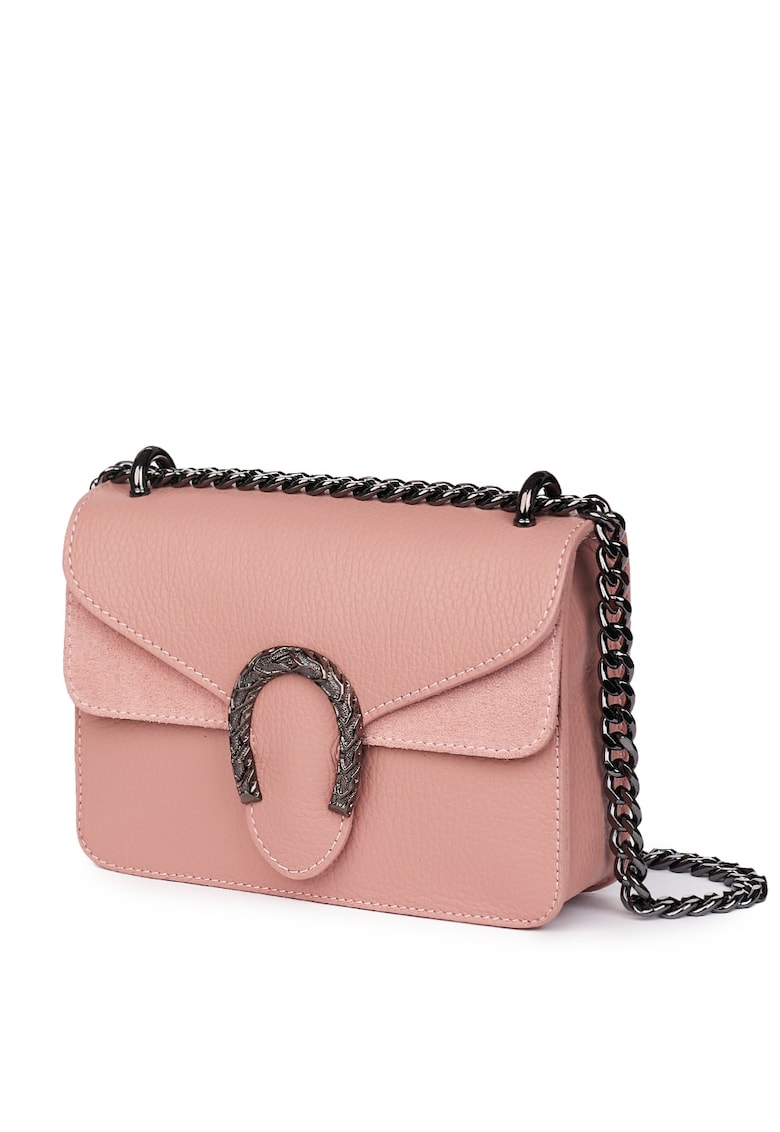 Poseta dama din piele naturala Dalia roz - 15x20cm