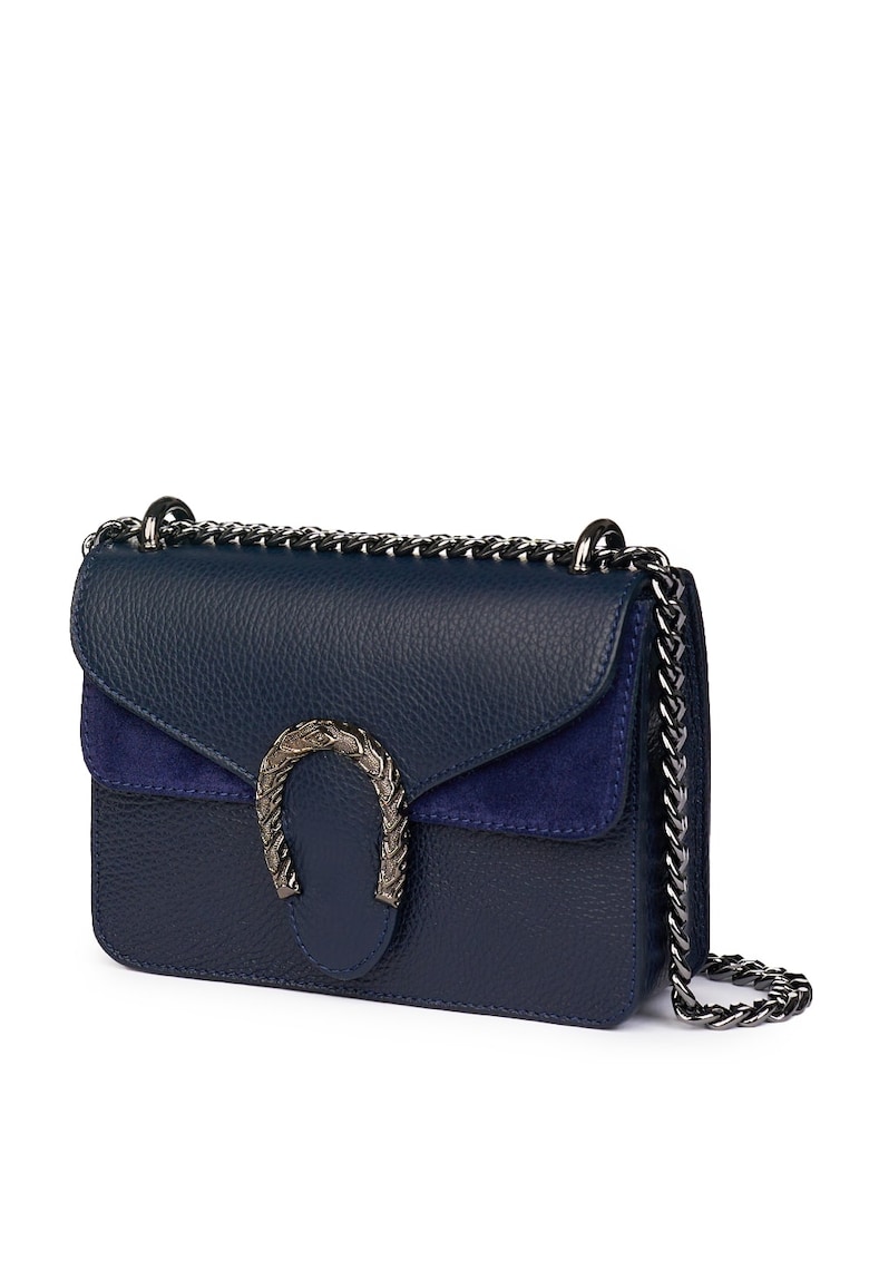 Poseta dama din piele naturala Dalia bleumarin - 15x20cm