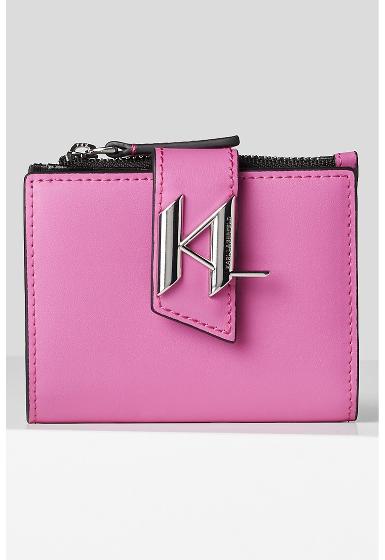 Karl Lagerfeld Портфейл Saddle с двойно прегъване и лого за Жени Karl Lagerfeld Портфейл Saddle с двойно прегъване и лого за Жени