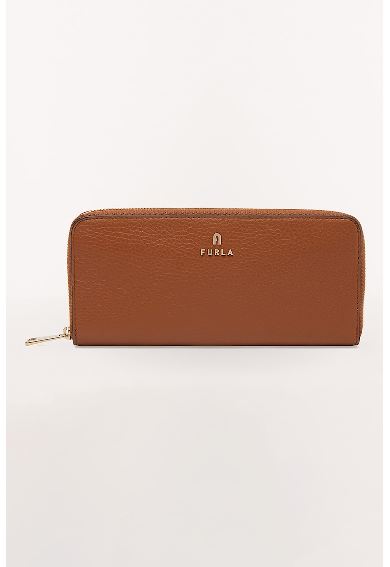 Furla Кожено портмоне Camelia с цип и лого за Жени Furla Кожено портмоне Camelia с цип и лого за Жени