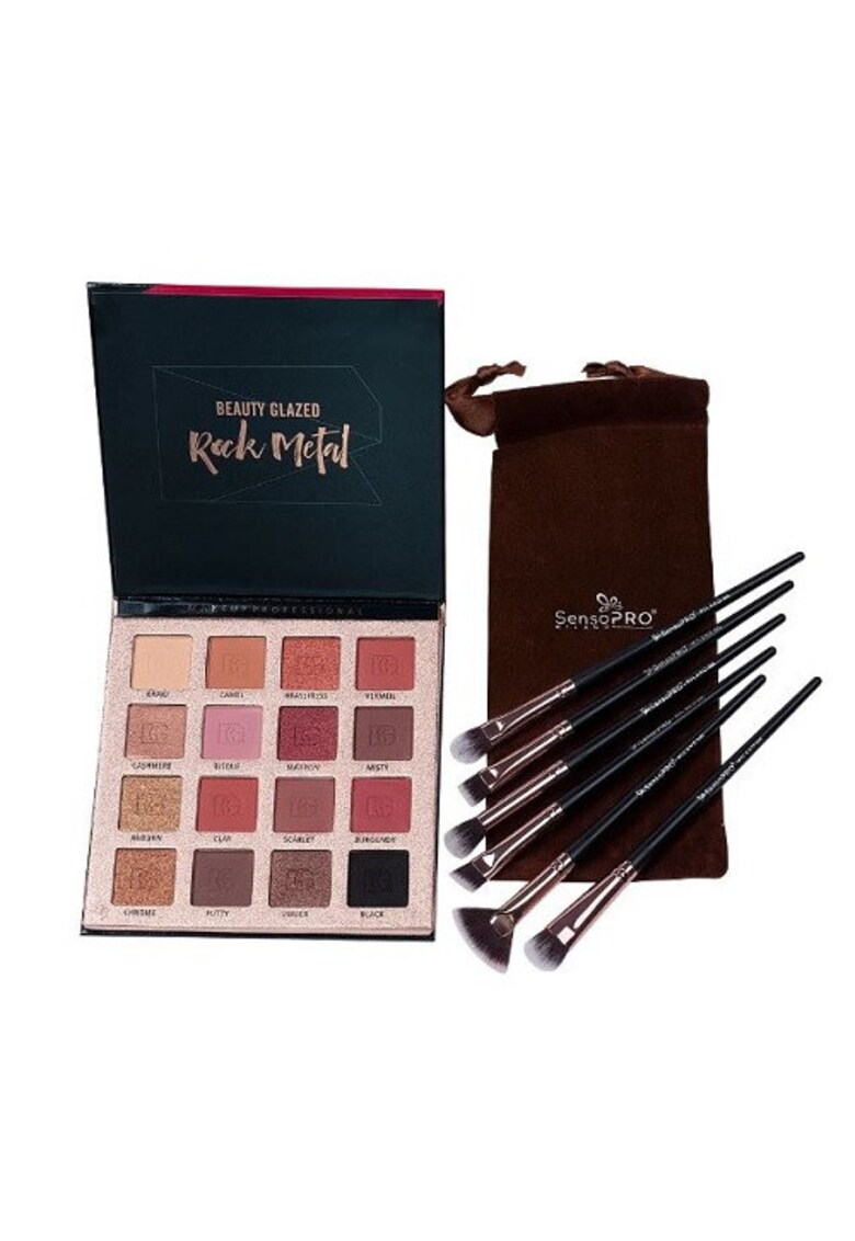 Set machiaj trusa fard si set 6 pensule - Rock Metal Set machiaj trusa fard si set 6 pensule - Rock Metal