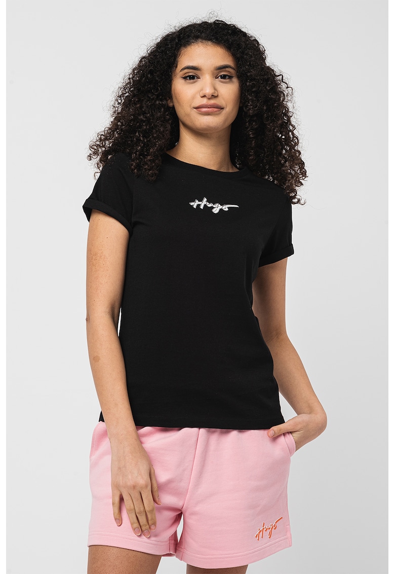 Tricou slim fit cu decolteu la baza gâtului – alb/negru – HUGO Tricou slim fit cu decolteu la baza gâtului – alb/negru – HUGO