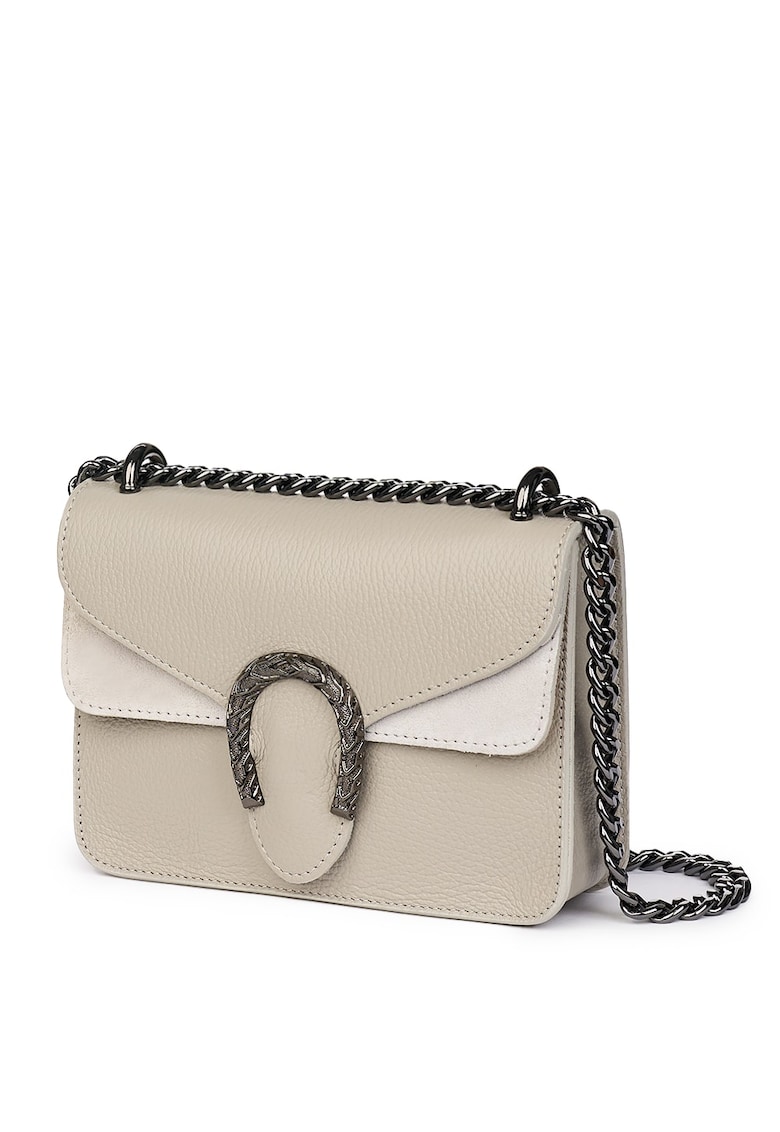 Poseta dama din piele naturala Dalia gri - 15x20cm