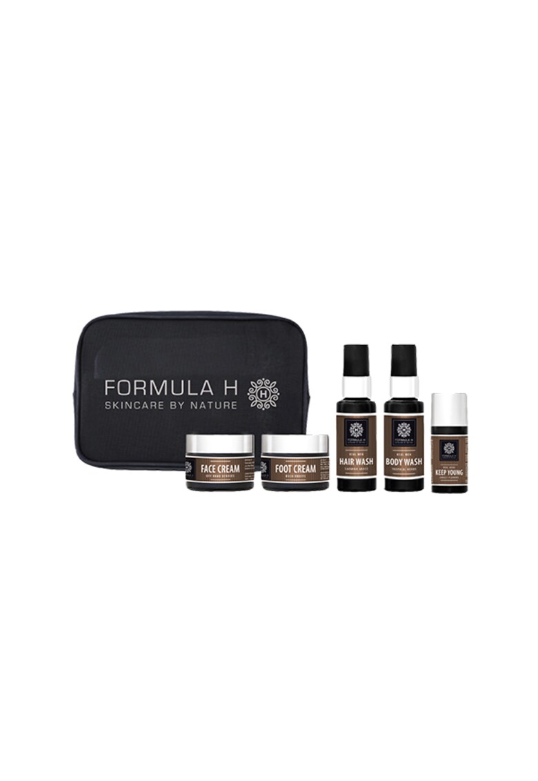 Set Real Mens Travel Bag - Gel de dus 50ml - Sampon 50ml - Ser pentru ten 15ml - Crema pentru ten 10ml - Crema pentru picioare 10ml