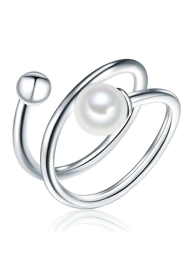 Inel din argint placat cu rodiu si decorat cu perle de cultura