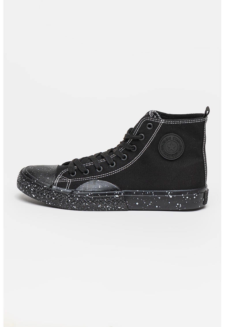 Tenisi mid-high cu logo - Negru