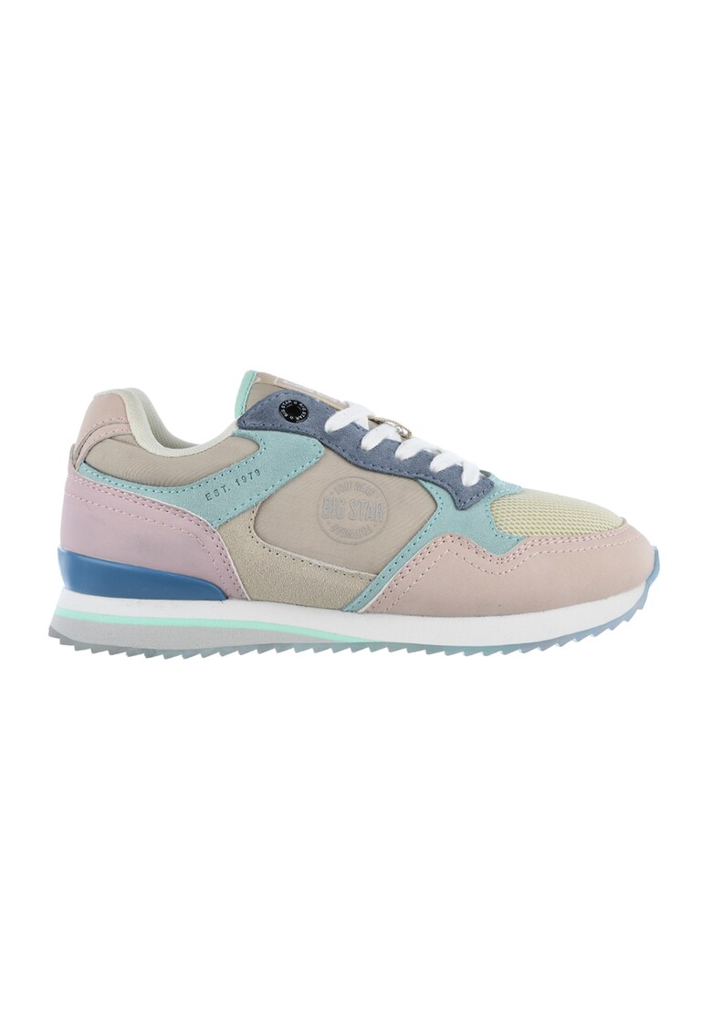 Pantofi sport de piele intoarsa si plasa