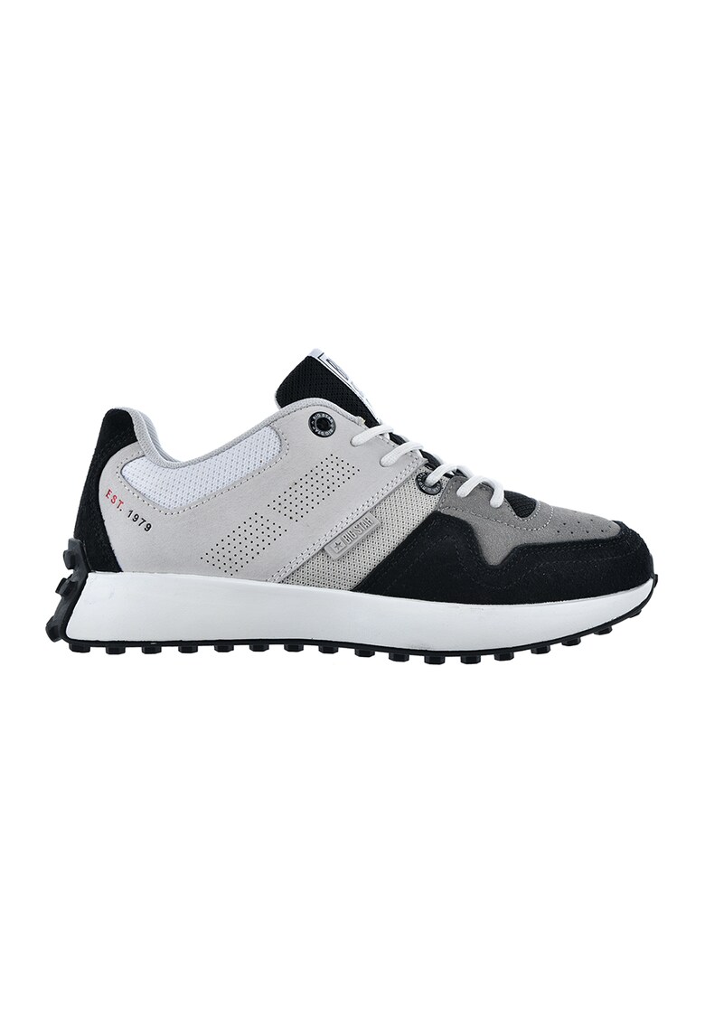 Pantofi sport colorblock de piele intoarsa si material textil