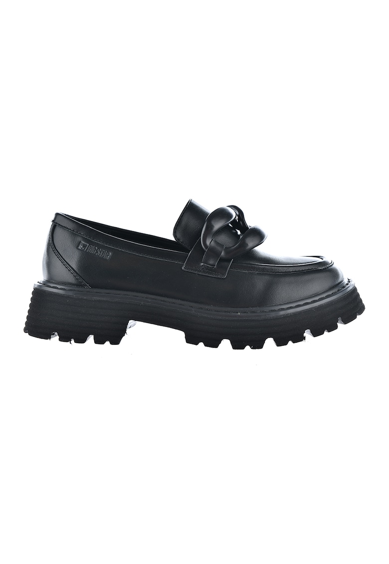 Pantofi loafer din piele ecologica cu detaliu cu lant