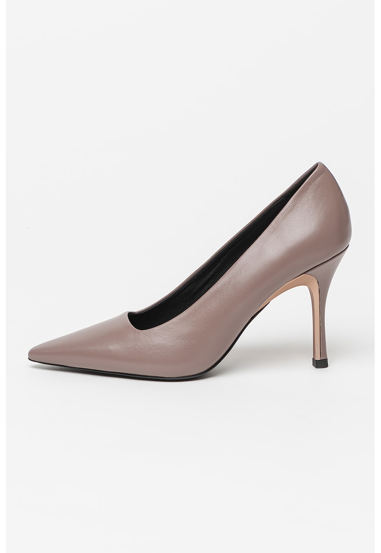 Pantofi din piele cu toc stiletto si varf ascutit Code