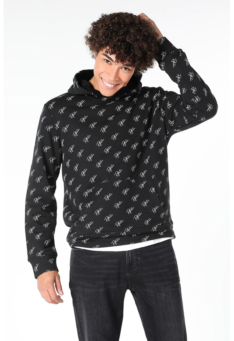 Hanorac din amestec de bumbac cu model text