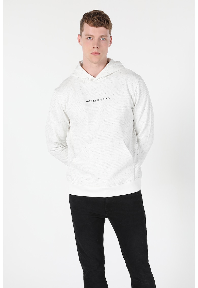 Hanorac din bumbac cu imprimeu text