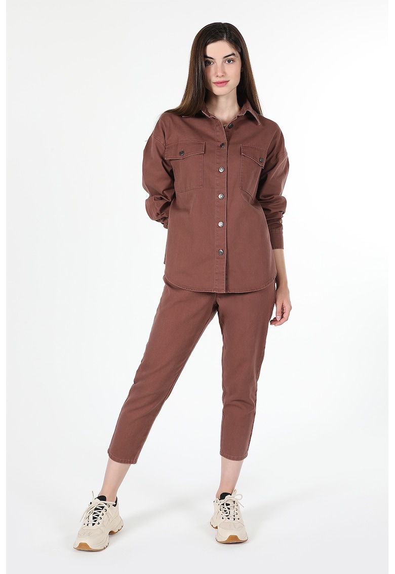 Jacheta-camasa cu maneci cazute si buzunare aplicate