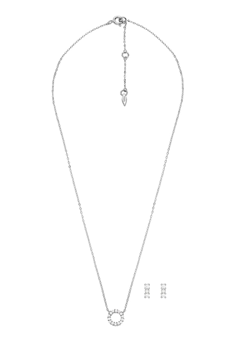 Set de colier de argint si cercei decorati cu cristale ACCESORII/Bijuterii imagine reduss.ro 2022