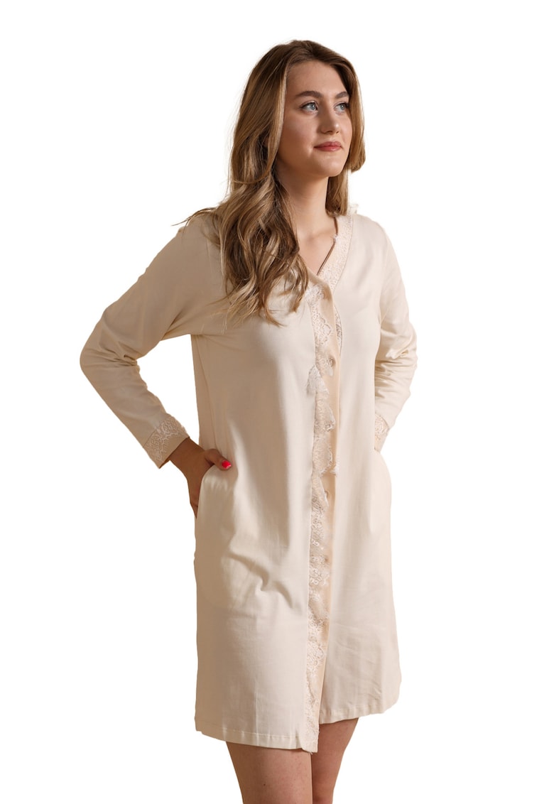 Camasa de noapte dame din bumbac -Bej -Bumbacel
