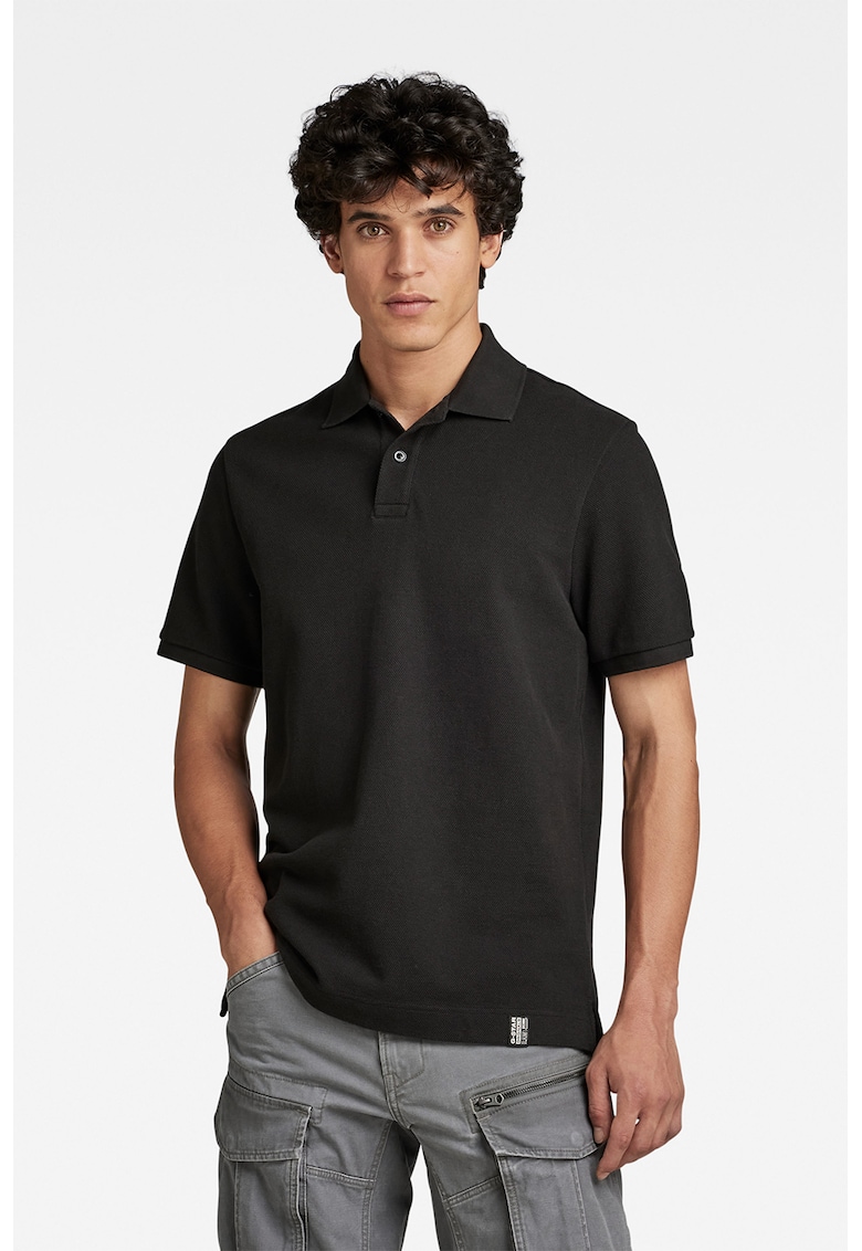 Tricou polo regular fit din material pique essential