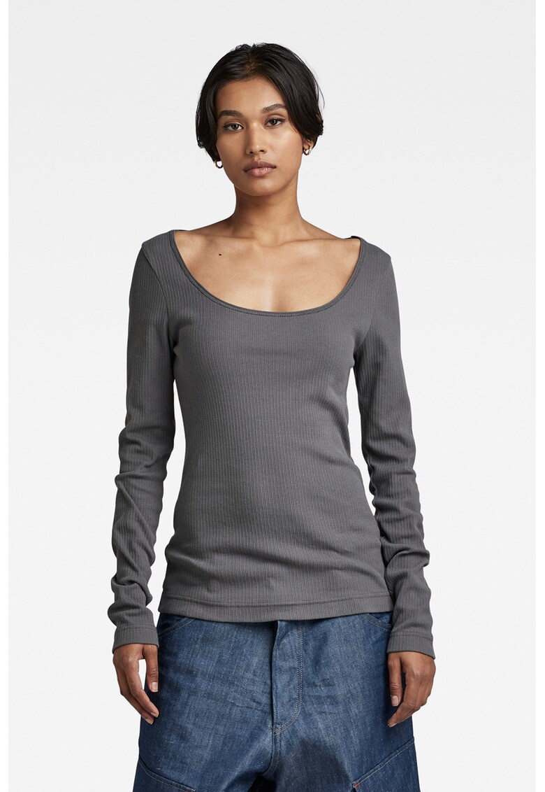 Bluza slim fit cu decolteu adanc