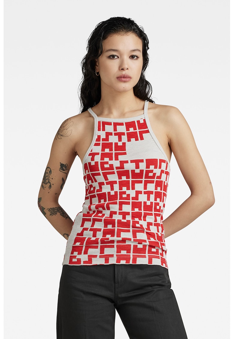 Top striat cu logo