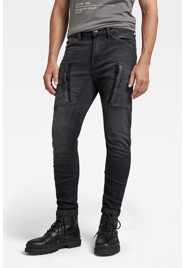 Blugi cargo skinny cu talie medie